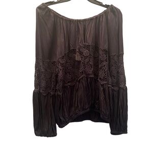 Free People lace long sleeve blouse